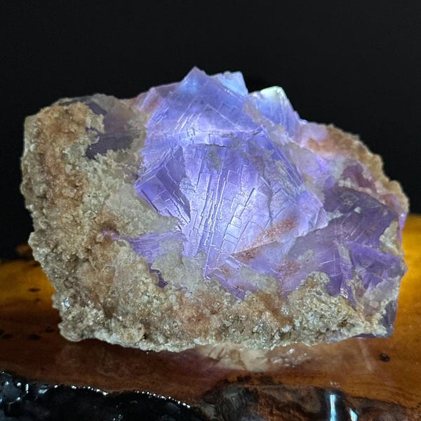 Deep Purple and Blue Fluorite with Calcite – Natural Fluorite Cube Cluster Mineral Specimen Pakistan