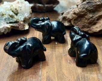 Black Obsidian Baby Elephant