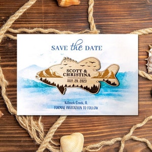 Save the Date Wood Magnet + Card Fishing Themed Wedding | Nautical Wedding