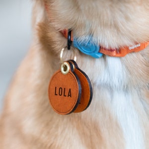 Leather ID Tag for Pet Multiple Style Name ID Tag image 2