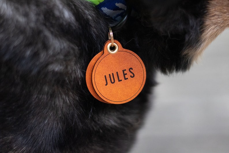 Leather ID Tag for Pet Multiple Style Name ID Tag image 1