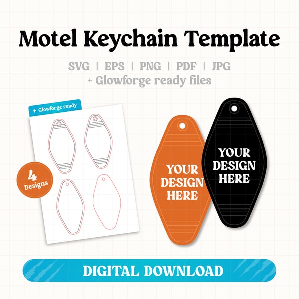 Motel Keychain Template | Svg, Png, Jpg, Ai, Pdf, Eps | Glowforge Ready