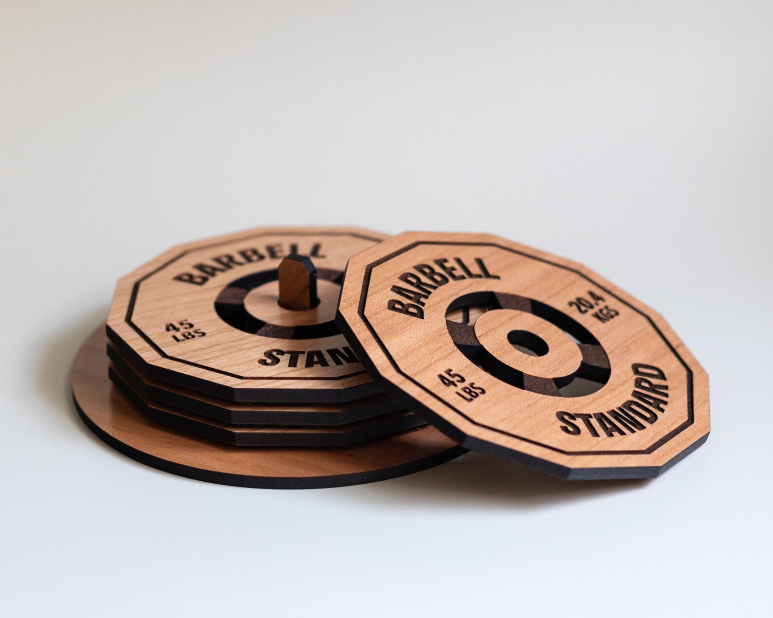Weight Plate Wood Coaster Set of 4 Weightlifting Etsy UK
