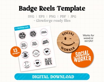 Badge Reels Template | Svg, Png, Jpg, Ai, Pdf, Eps | Glowforge Ready
