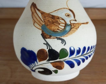 Beautiful Unglazed Tonala Mexico Pottery Vase Ken Edwards Hand-Made & Hand-Painted