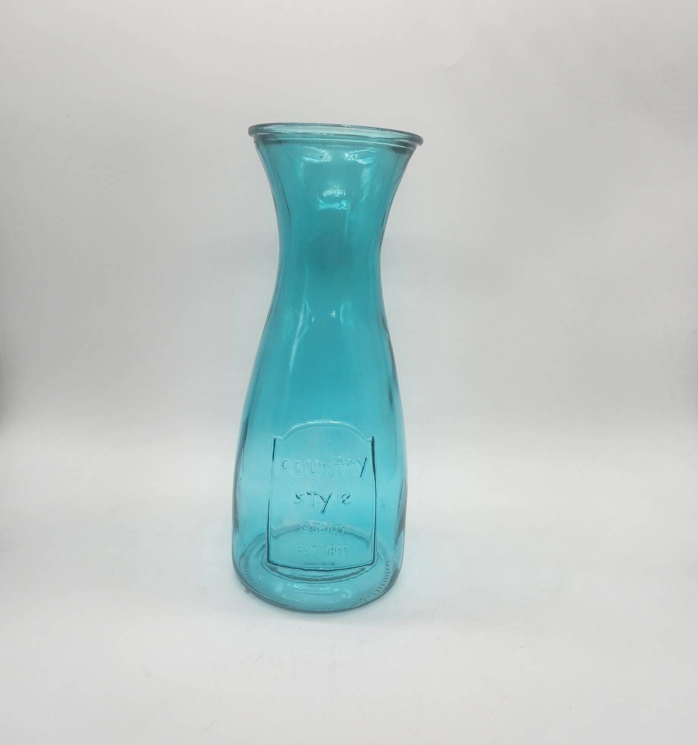 Embossed Glass Carafe with Drinking Glass – Annie's Blue Ribbon