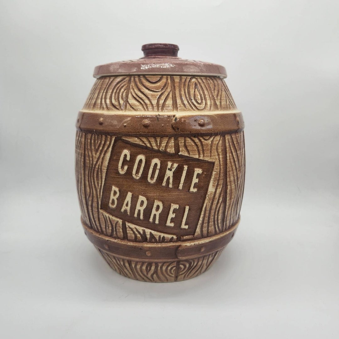 Large Vintage Watts Ovenware Cookie Barrel Cookie Jar Kitchen Etsy