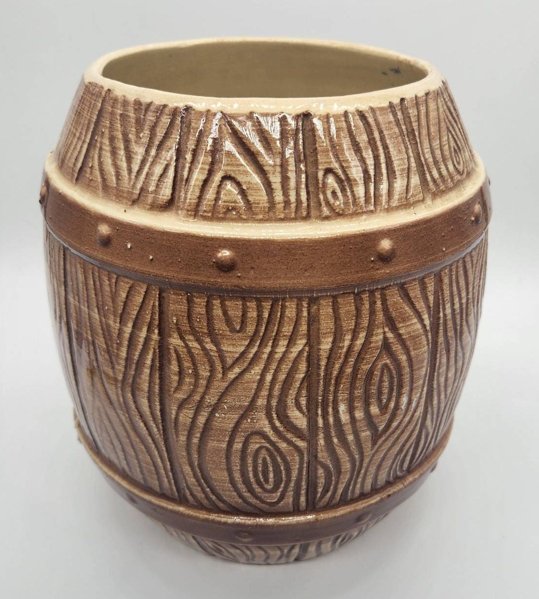 Large Vintage Watts Ovenware Cookie Barrel Cookie Jar Kitchen Etsy