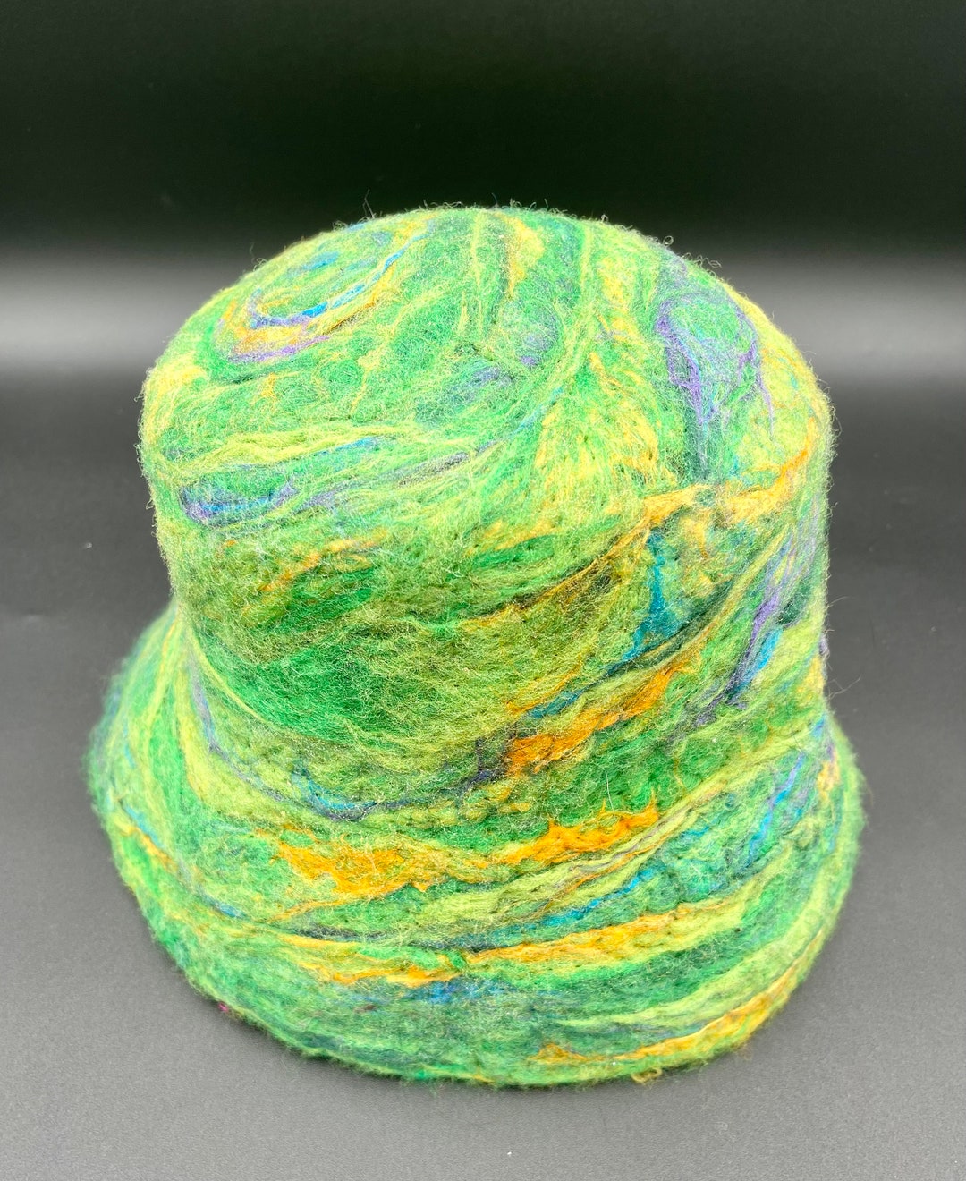 Hand Felted Green and Yellow Bucket Hat Etsy