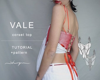 Modello di cucito top corsetto di San Valentino Up-cycling - Modello di cucito PDF digitale - Download istantaneo - Stampabile - XS S M L XL - A4