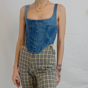 Darker blue Levi’s corset made out of old Levi’s jeans. Request in your size.