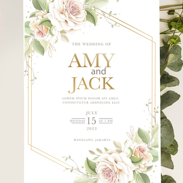 Printable Wedding Invitation - Etsy UK