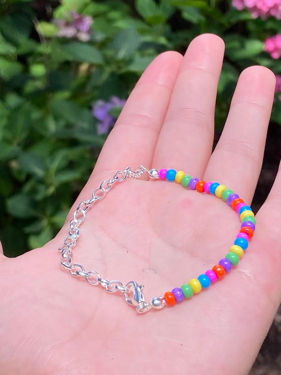 Bead bracelet with chain discount