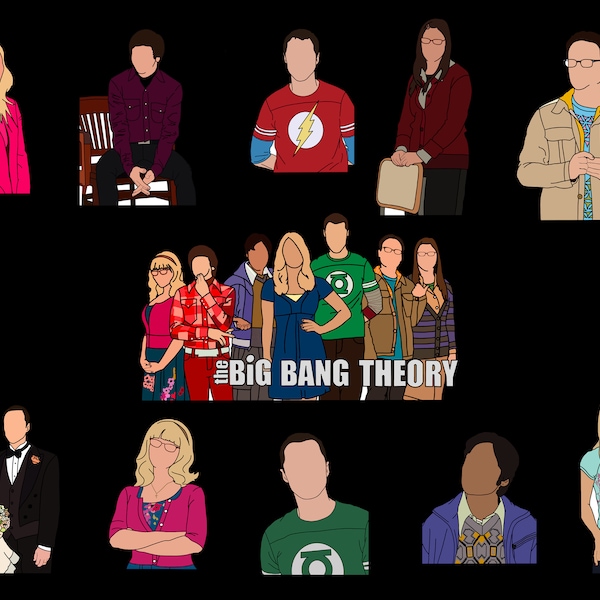 Big Bang Theory Sticker Bundle - Sheldon, Leonard, Penny, Amy, Raj, Howard, Bernadette, Big Bang Theory Gang