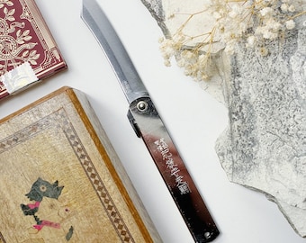 Higonokami Grand Couteau de Poche Pliant Japonais Traditionnel Warikomi en Chrome