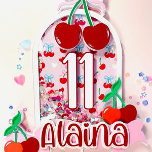 Cherry Theme Birthday Shaker Cake Topper | Cupcake Toppers |  Cherry on top | Personalized
