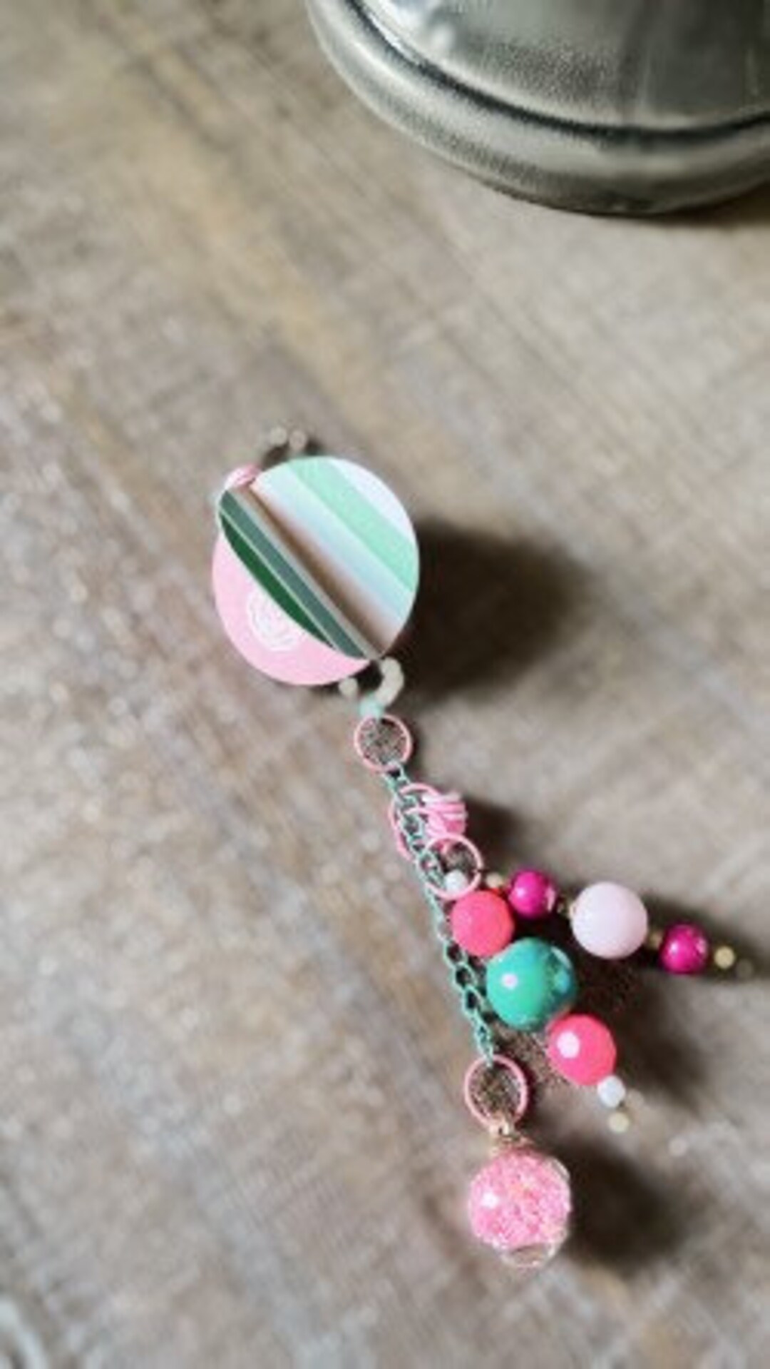 Paper and Chunky Charm Dangle Charm Cluster Key Chain Junk Journal