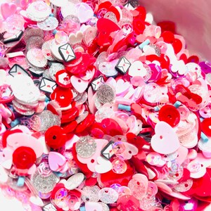 Mix de lantejoulas com tema de cartas de amor para namorados | Enfeites de mix de confetes para coqueteleira | Mix de lantejoulas para toppers de bolo, cartões | Suprimentos para artesanato