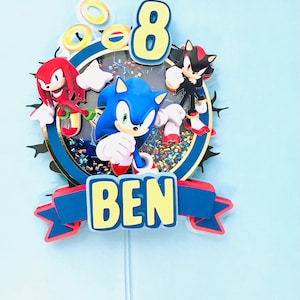 Sonic Hedge Hog Theme Birthday Shaker Cake Topper | Cupcake Toppers |  Birthday | Personalized