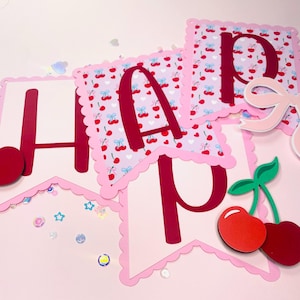 Cherry Theme Birthday Banner | Birthday Decorations |  Cherry on top | Personalized
