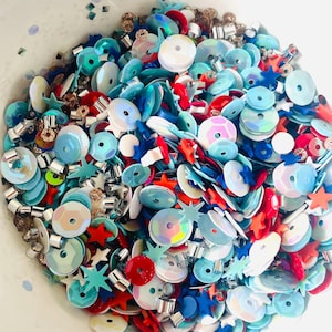Red White and Blue Sequin Mix | Shaker Confetti Mix Embellishments | Sequin Mix for Cake Toppers, Cards | Craft Supplies
