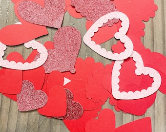 20 Paper Heart Die Cuts: Glitter Cardstock Scrapbook Embellishments