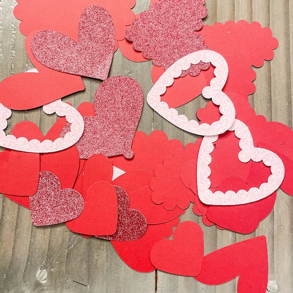 20 Paper Heart Die Cuts for Card Making Embellishments Variety of Hearts Paper Punches Scrapbook