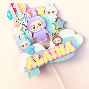 Topper per torta di compleanno Labubu / Topper per cupcake / Compleanno / Personalizzato