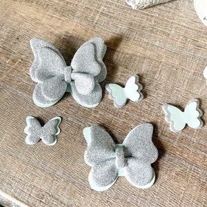 Papillons scintillants dimensionnels | Papillons argentés scintillants | Scrapbooking | Embellissements de journalisation indésirable | Mini-albums