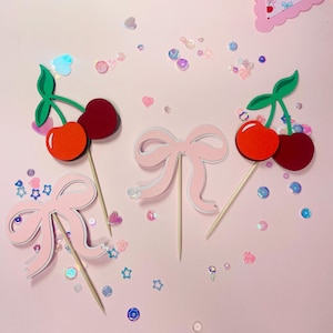 Cherry Theme Birthday Shaker Cake Topper | Cupcake Toppers |  Cherry on top | Personalized