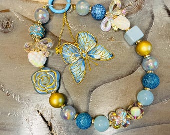 Dije de bolso con cuentas hecho a mano / Dije de bolso / Accesorio de llavero / Regalo para ella / Lindo colgante de bolso / Dije personalizado para bolso o mochila