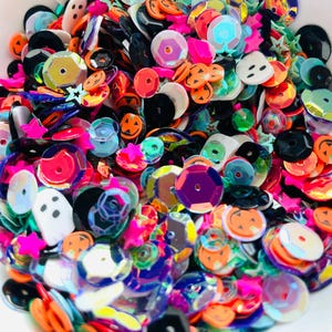 Halloween Theme Sequin Mix | Shaker Confetti Mix Embellishments | Sequin Mix for Cake Toppers, Cards | Craft Supplies