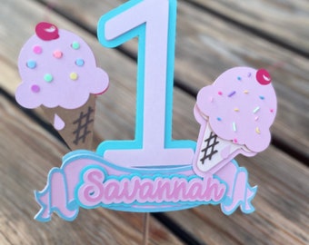 Ice Cream Birthday Cake Topper | Ice Cream Party Decor | Birthday | Personalized
