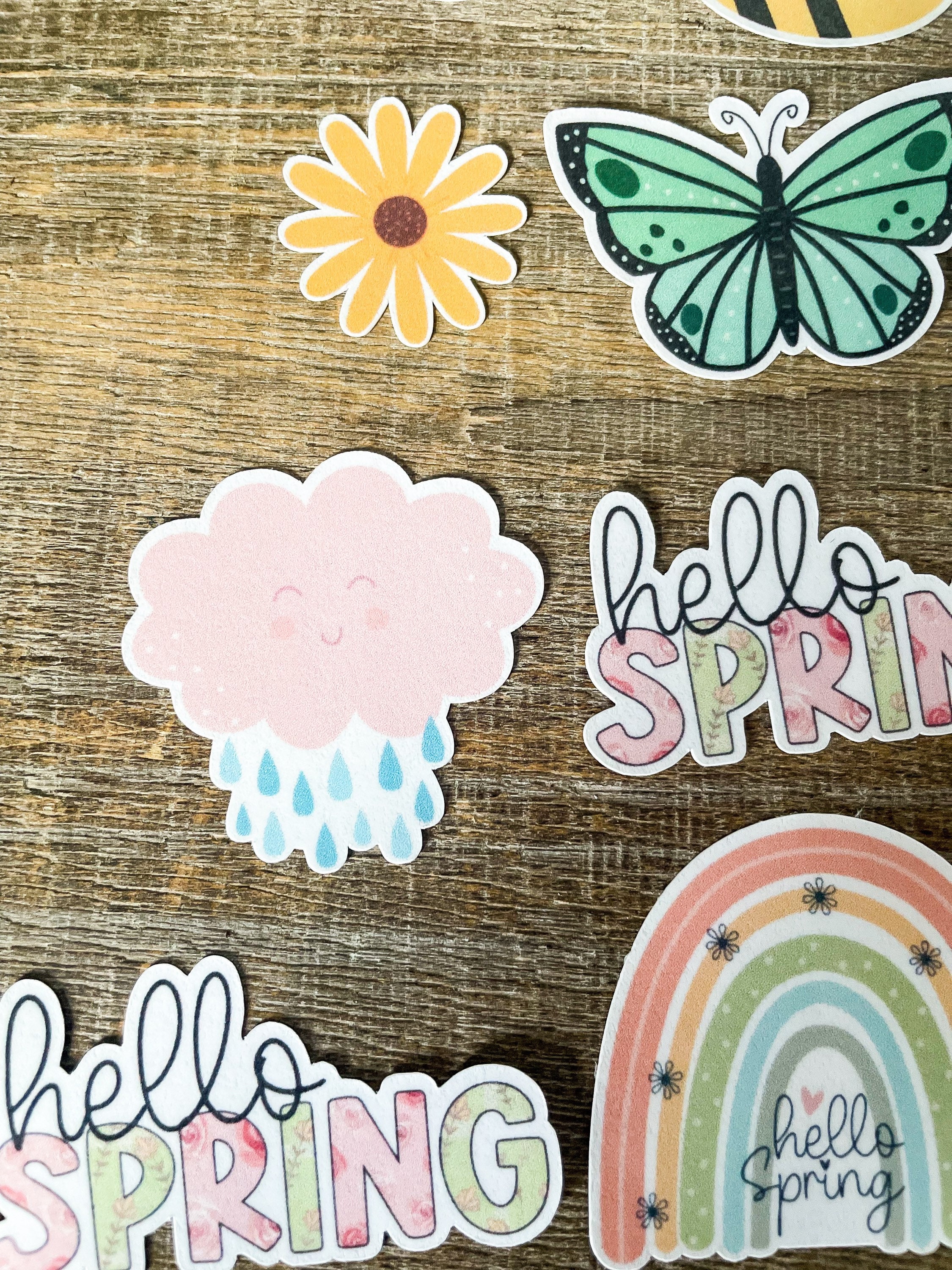 Stickers Springy Hello Spring Sticker Pack | Sticker Set Rainbow Butterfly Stickers - Etsy