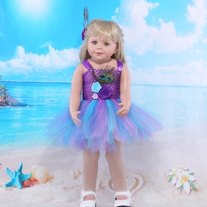 Colorful Peacock Baby Girls Tutu Dress Toddler Birthday Outfit Set Infant Peacock Costume Girl Party Tutus with Hair Accessory