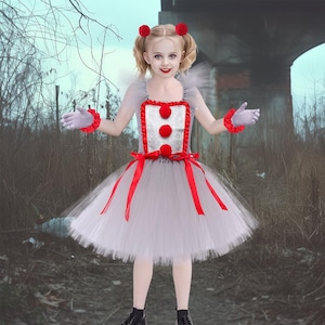 Halloween Gift for Girls  clown Costume, Halloween clown dress for Girl,Halloween Gift for Kids,Children Carnival Fancy Dress witch costume