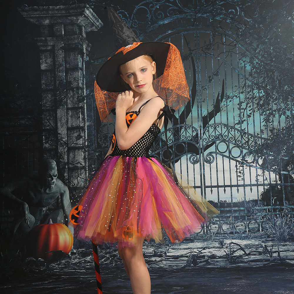 Sparkly Girls Tulle Dress, Halloween Costume, Kids Tutu Dress, Witch