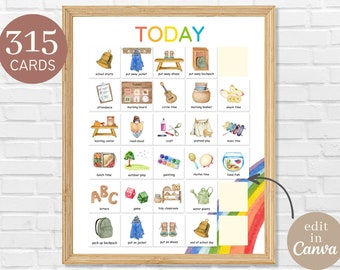 Editable Kids Daily Routine Cards for Classroom Schedule | Teacher Montessori Daily Rhythm Cards | Visual Schedule, Task Cards for Toddlers