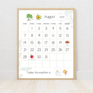 Classroom Calendar Printable, Homeschool DIY Calendar with US and Canadian holidays and weather, Pocket Chart