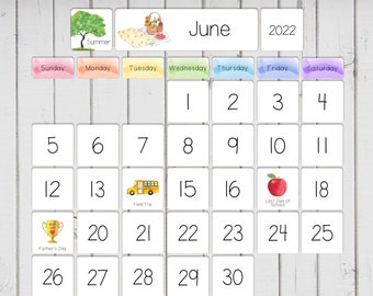 Homeschool DIY Calendar, Classroom Calendar Printable with US and Canadian holidays and weather, Pocket Chart