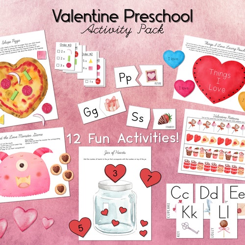 Valentine's Day Preschool Printable Activity Pack - Etsy