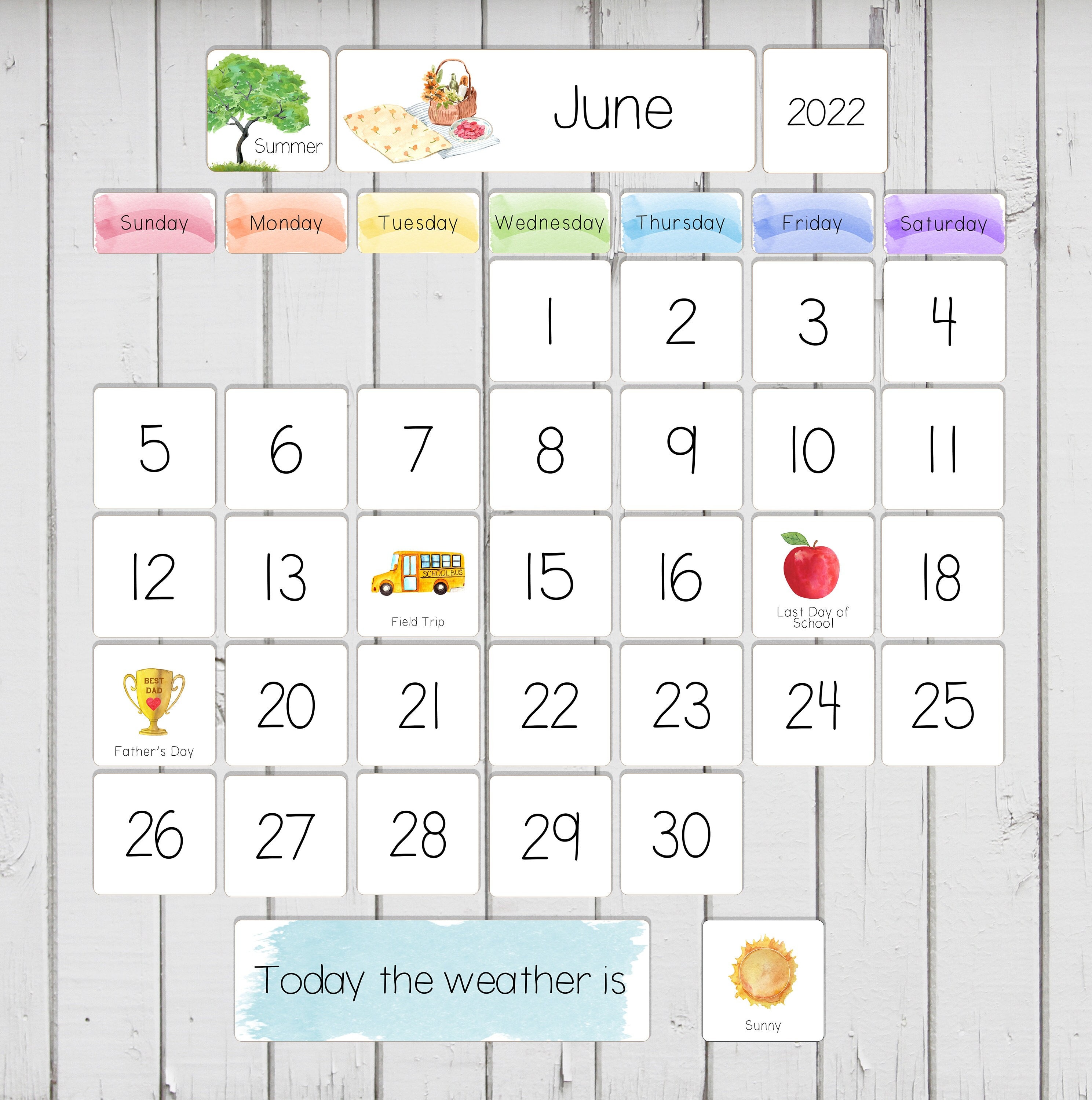 Homeschool diy calendar, classroom calendar printable with us and canadian  holidays and weather, pocket chart - etsy denmark