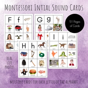 INITIAL SOUND Phonics Alphabet Cards, Montessori Letter Tray or Bag Printable Phonogram Cards, Learn to Read, ABCs, Preschool Curriculum