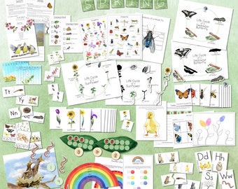 SPRING Early Learning Bundle, Printable, Nature Unit Study for Preschool - Kindergarten, Montessori Charlotte Mason,  Classroom Science Pack