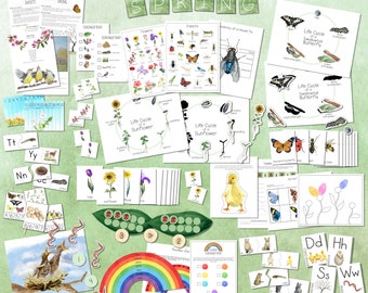 SPRING Early Learning Bundle, Printable, Nature Unit Study for Preschool - Kindergarten, Montessori Charlotte Mason,  Classroom Science Pack