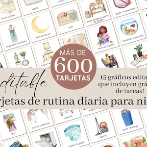Tarjetas Editables de Rutina Diaria para Niños | Horario Visual Diario | SPANISH Editable Kids Daily Routine Cards | Tabla de Tareas
