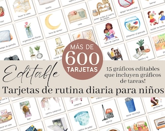 Tarjetas Editables de Rutina Diaria para Niños | Horario Visual Diario | SPANISH Editable Kids Daily Routine Cards | Tabla de Tareas