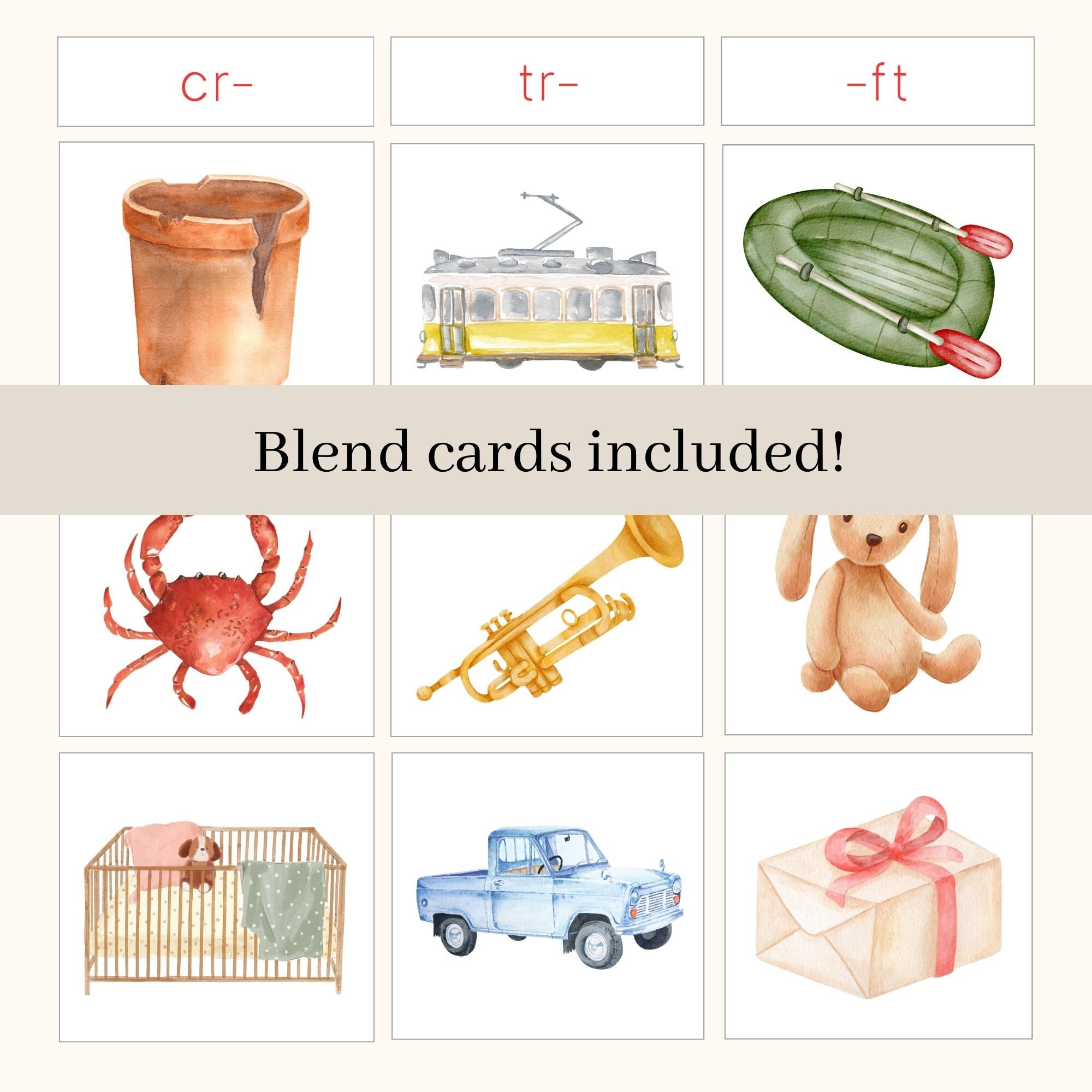 Montessori Blue Series 3 Part Cards | Phonics Lists | Printable Phonics ...