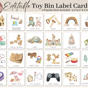 Bearbeitbare Spielzeugaufkleber | Spielzimmer Bin Organisation | Spielzeug Trofast Label | Montessori Klassenzimmer Homeschool Label | Sichtetiketten ASD