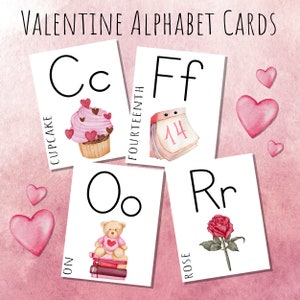 Valentinstag Alphabet Karten | Valentine Themed Charlotte Mason Aquarell Flash Cards Montessori Waldorf
